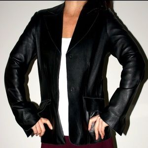 GUESS COLLECTION black sleek leather jacket XS NEW